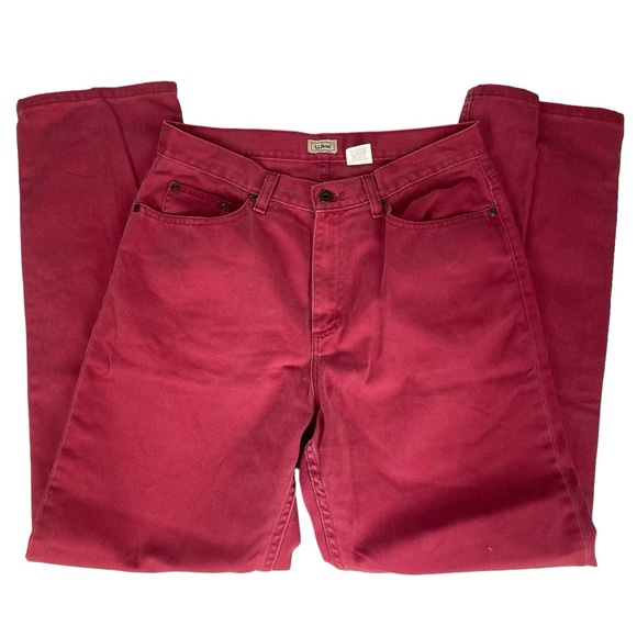 L.L.‎ Bean Red Cotton Jeans Pants Women’s Size 12 M/T - Picture 3 of 9